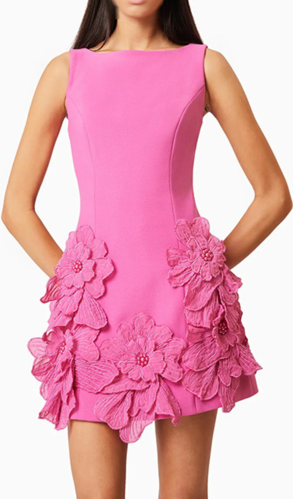 Daiva Pink Flower Mini Dress