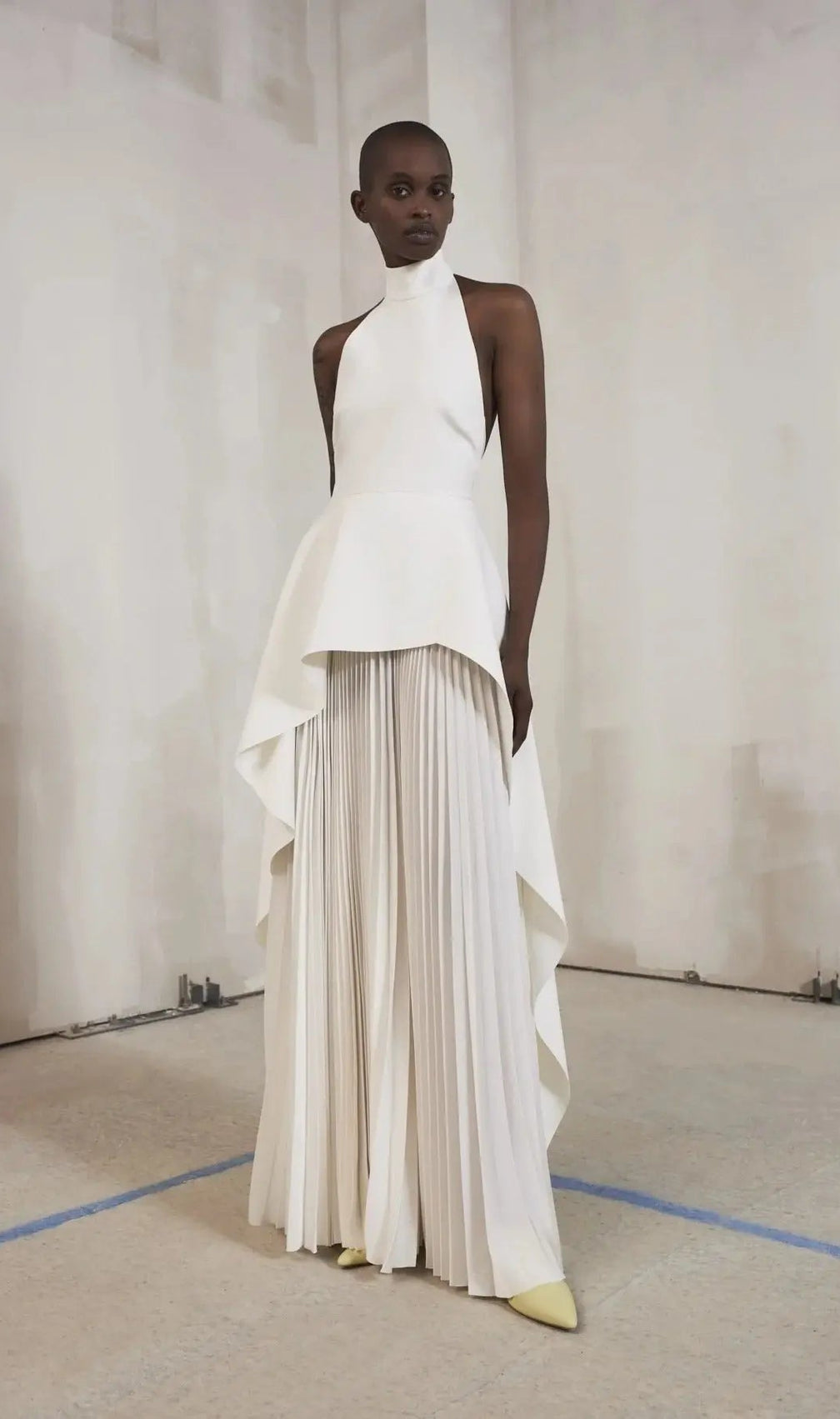 Bandage Halter Irregular Maxi Dress In White