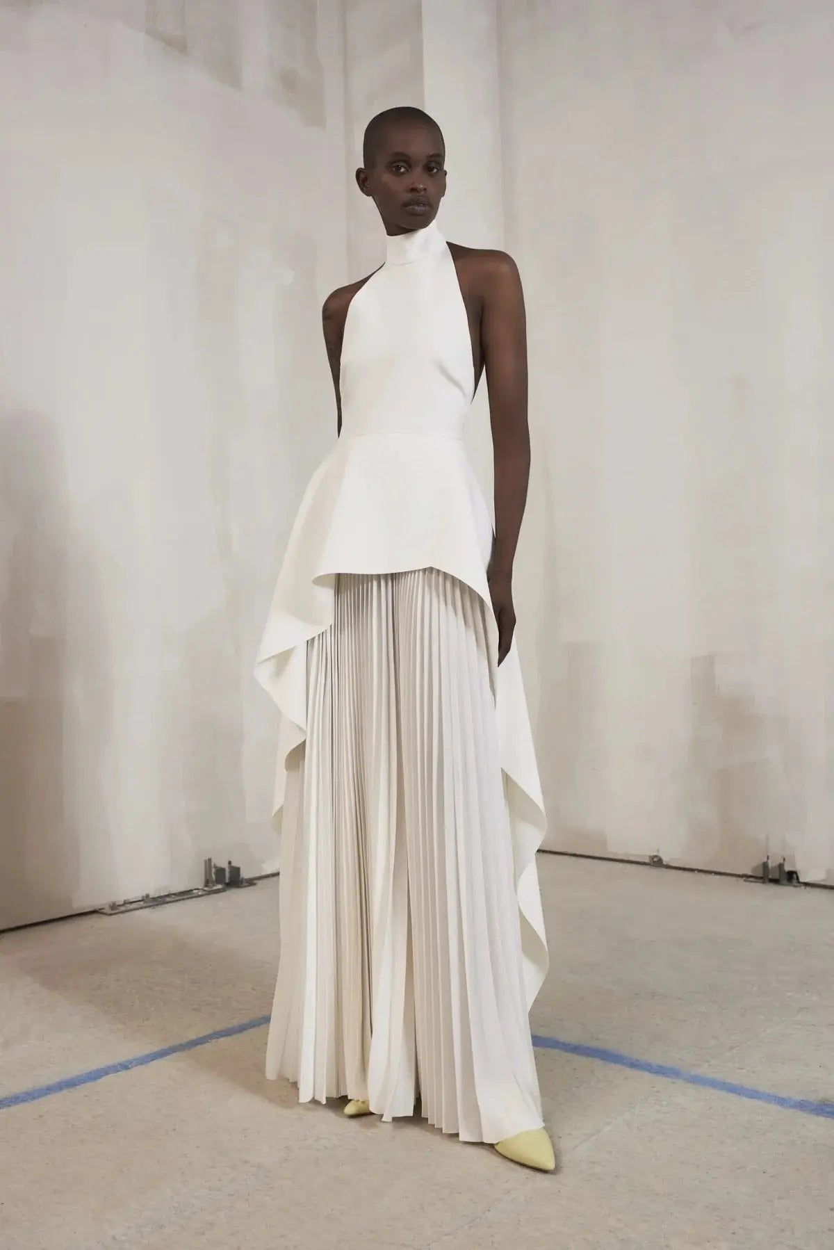 Bandage Halter Irregular Maxi Dress In White