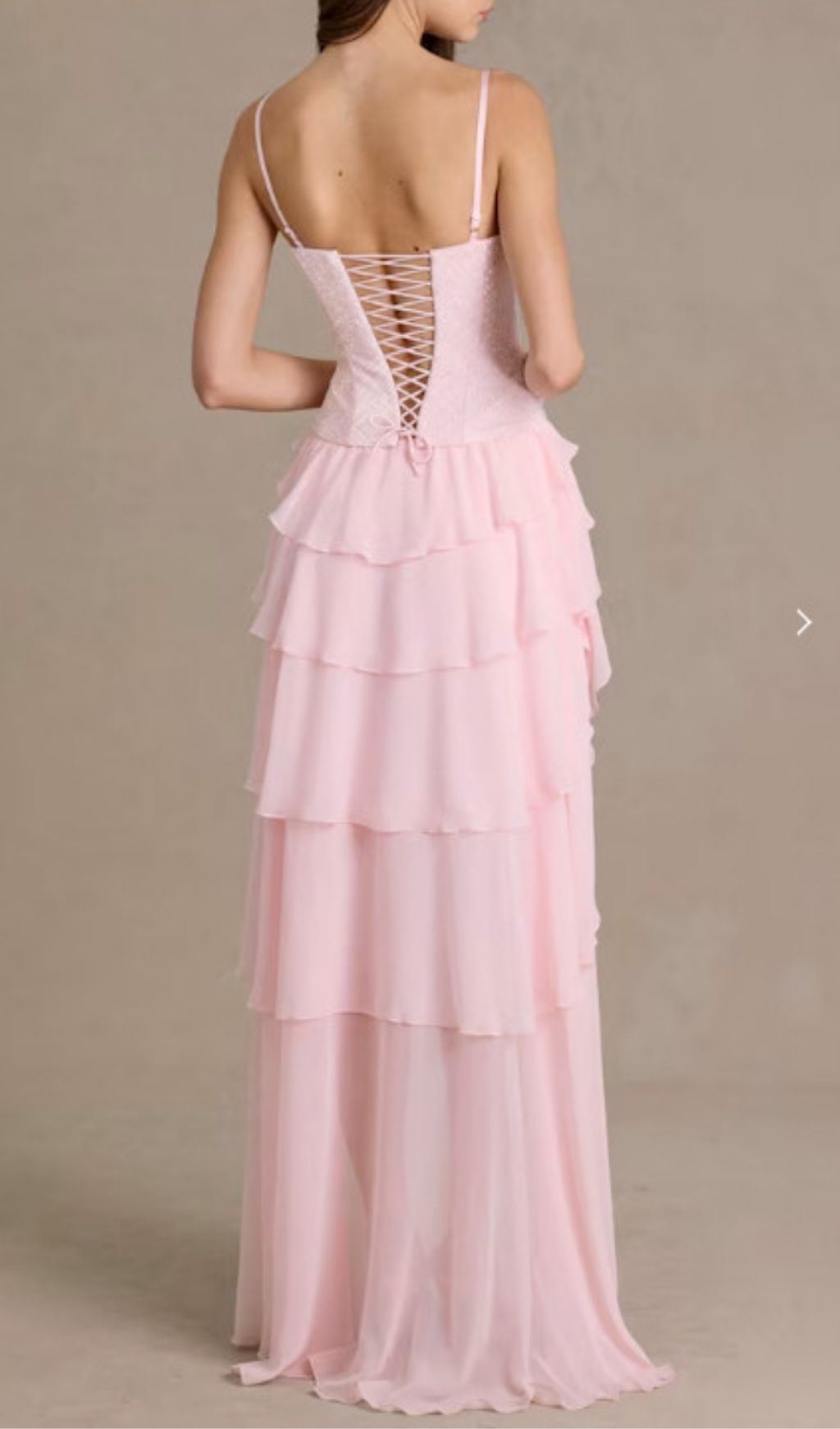 Keilly Romantic Pink High-Low Ruffle Maxi Dress