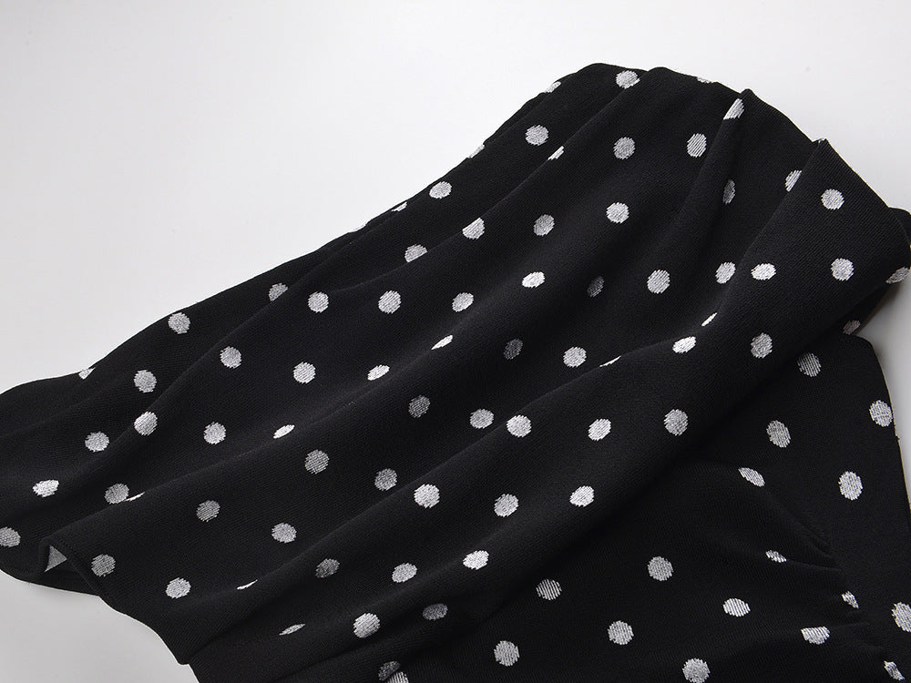 Karla One-Shoulder Polka Dot Draped Midi Dress | Timeless Chic