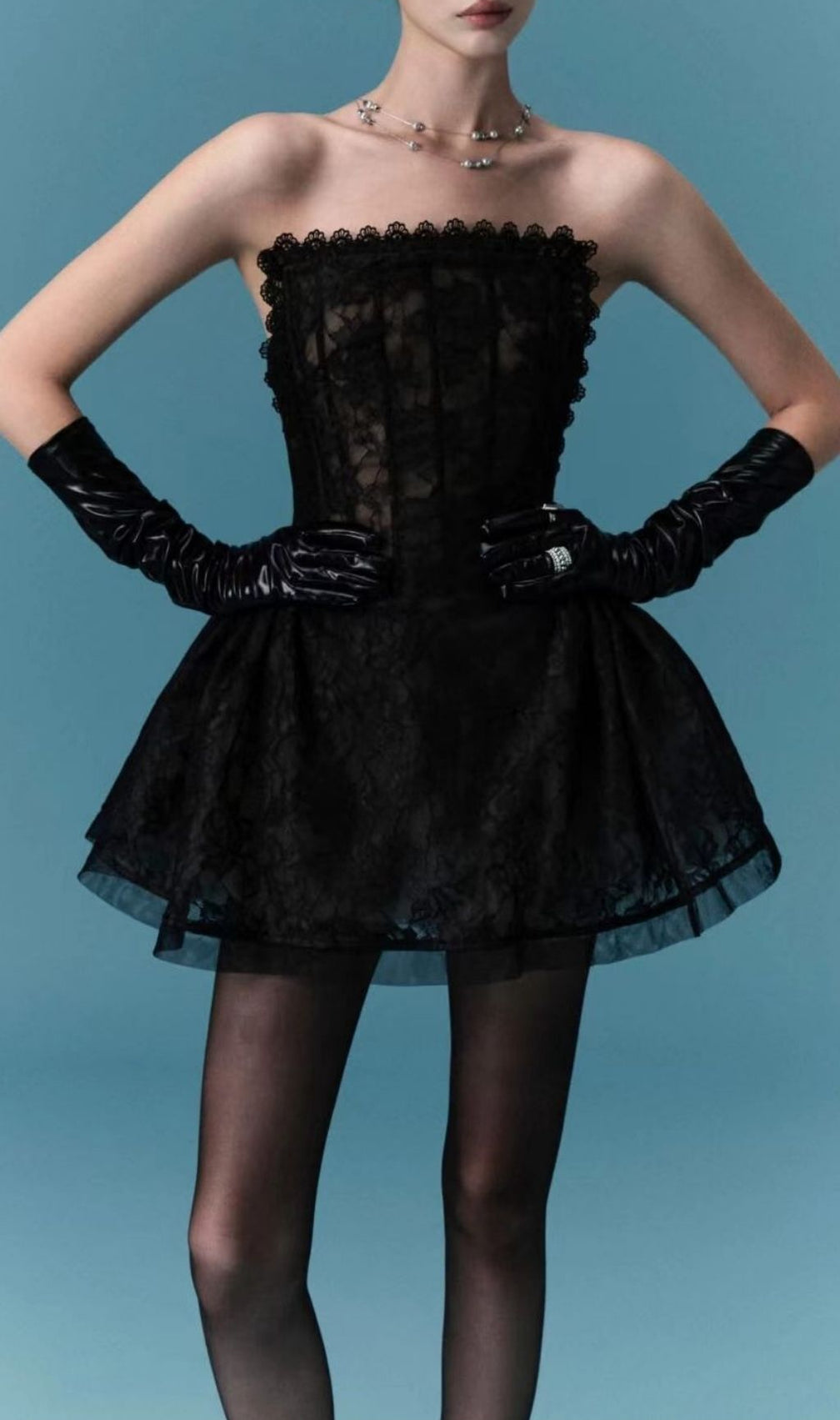 Lajos Strapless Lace Corset Mini Dress