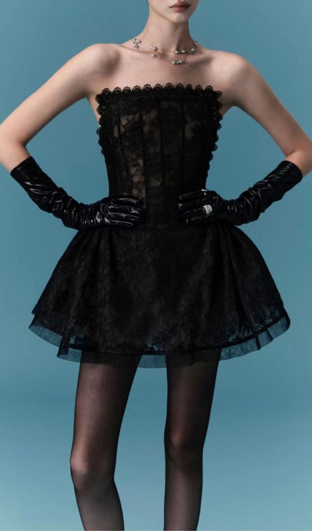 Lajos Strapless Lace Corset Mini Dress
