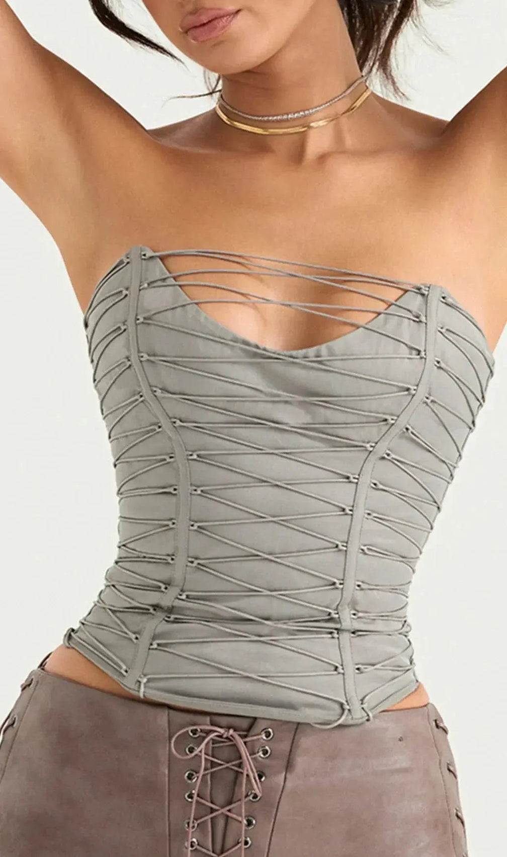 Smoke Lace Up Corset
