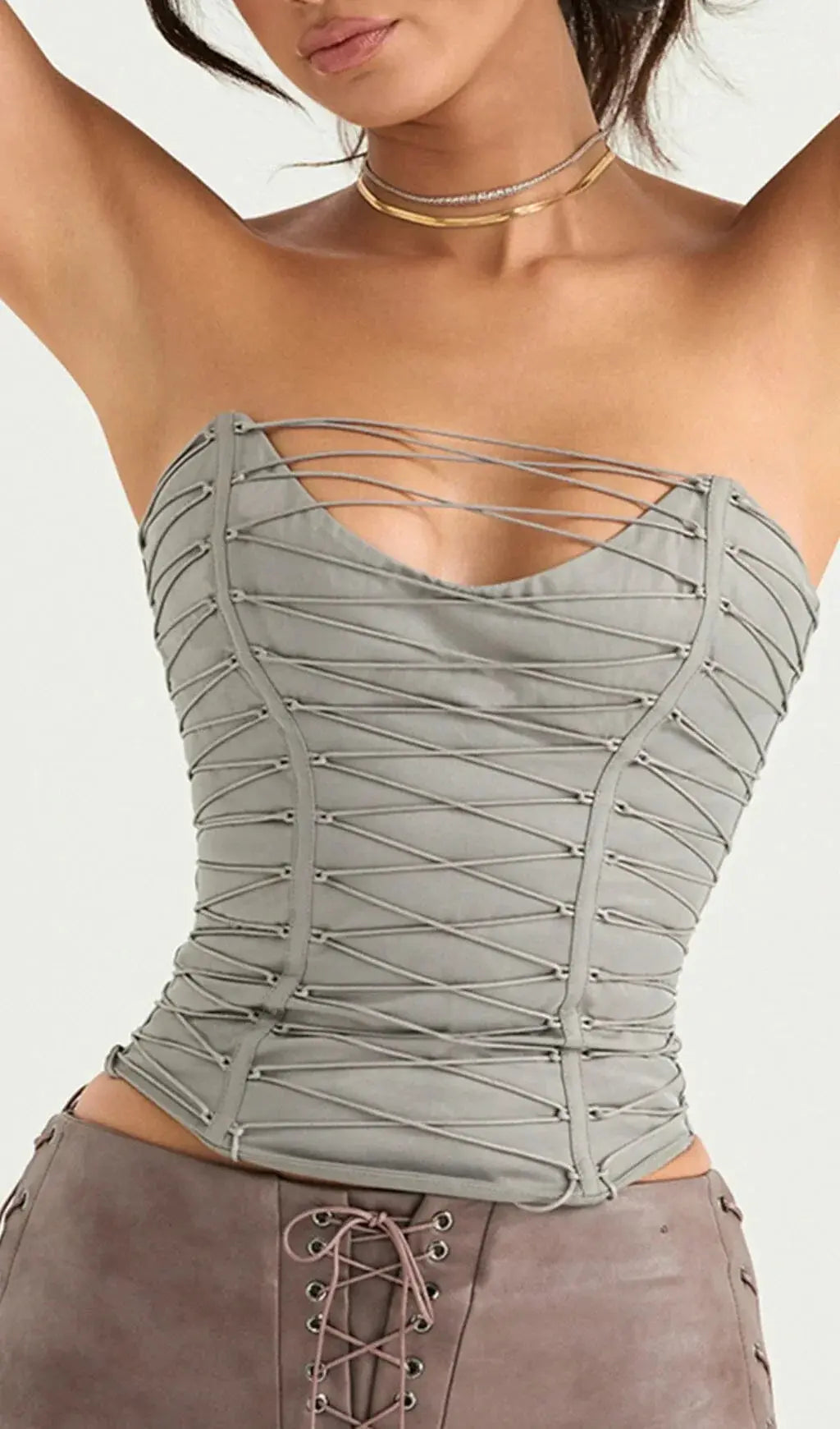 Smoke Lace Up Corset