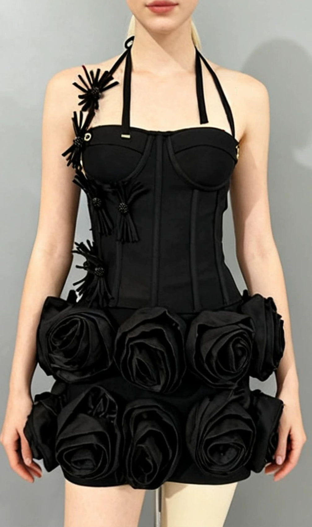 Joslyn Fiery Red Rose & Bandage Corset Two-Piece Set