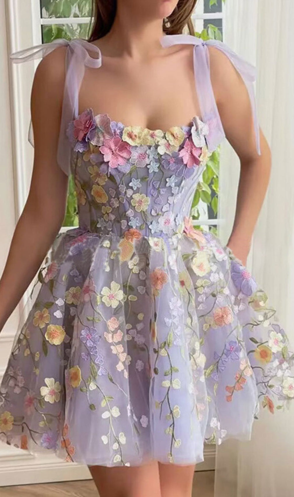 Amandla Lavender Bloom Mini Dress