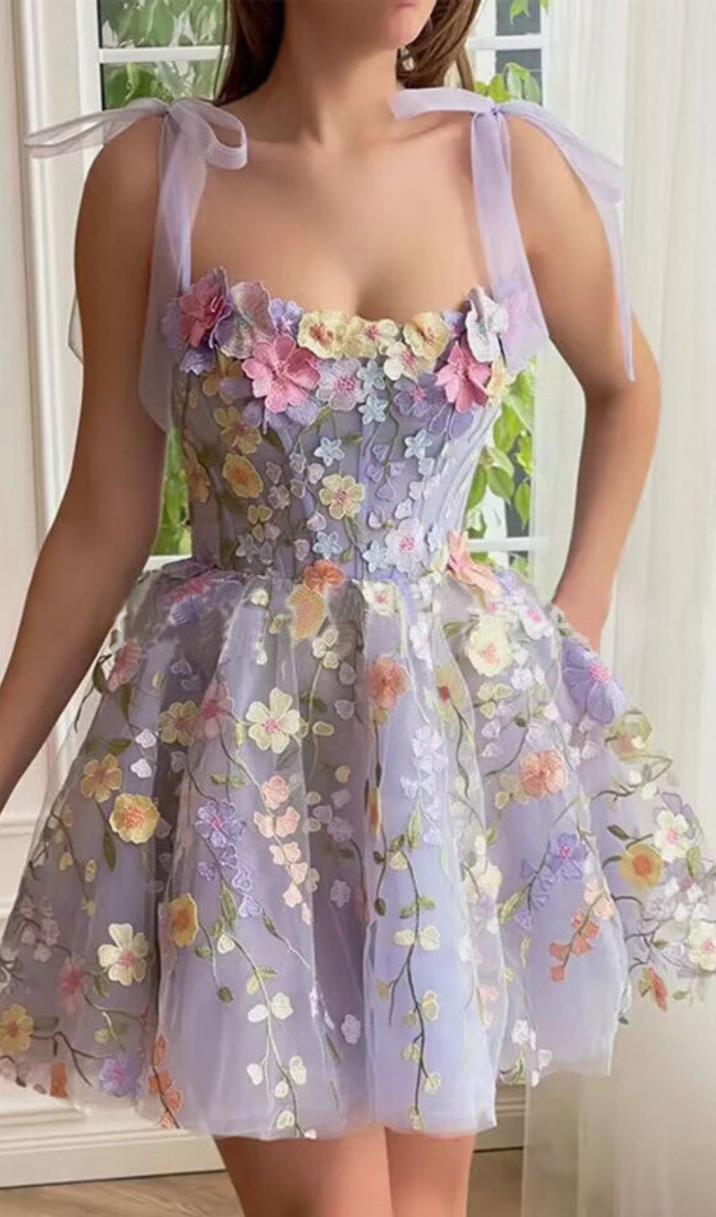 Amandla Lavender Bloom Mini Dress