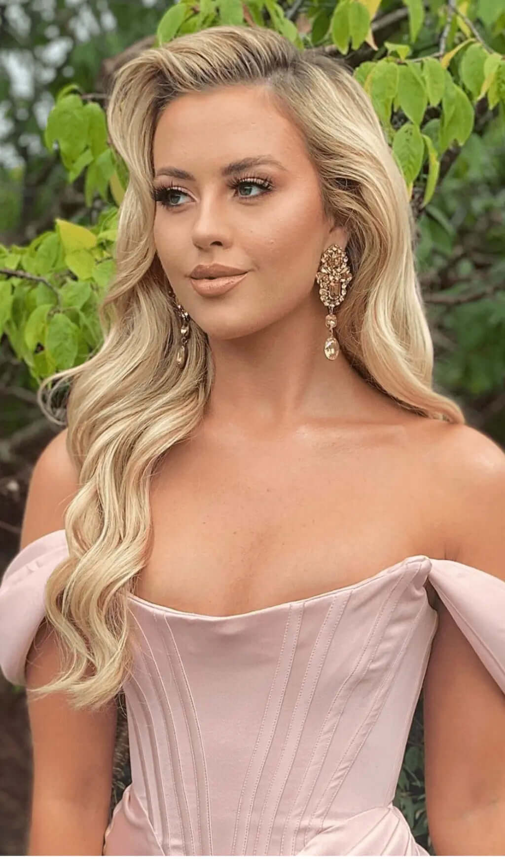 Asymmetric Split Corset Midi Dress In Blush