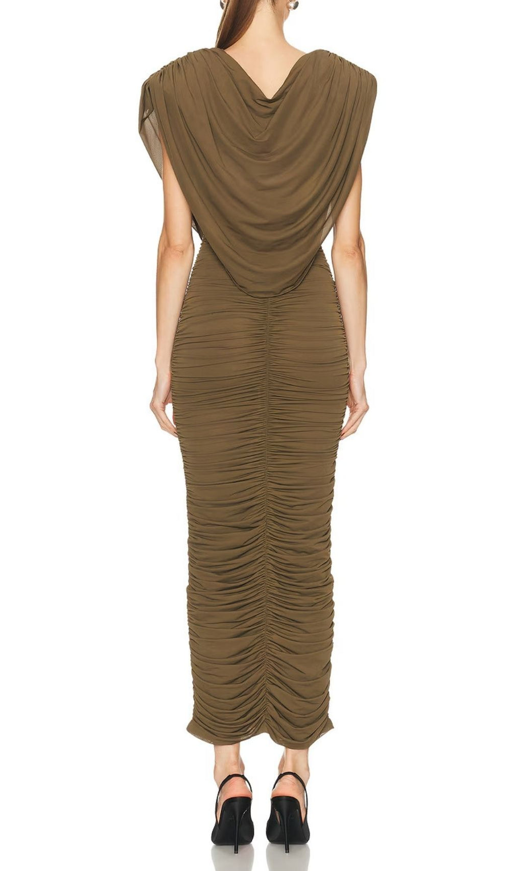 Keeley Elegant Ruched Cowl Neck Maxi Dress - Flattering & Sophisticated