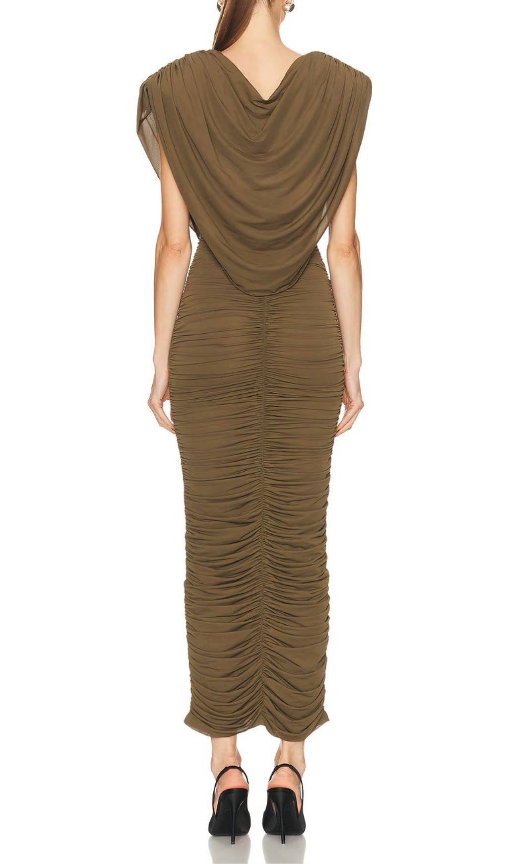 Keeley Elegant Ruched Cowl Neck Maxi Dress - Flattering & Sophisticated