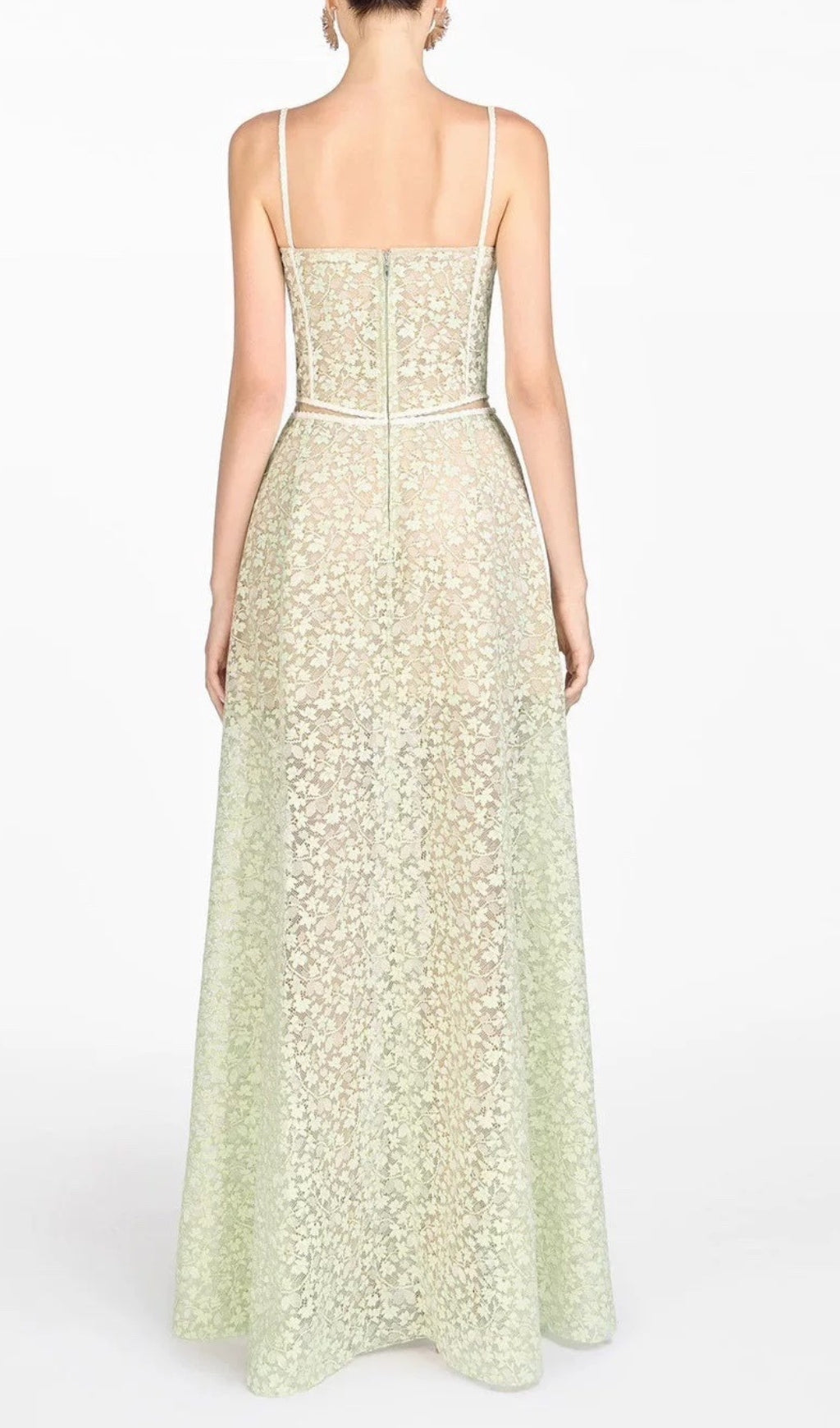 Albinia Mint Floral Corset Maxi Dress