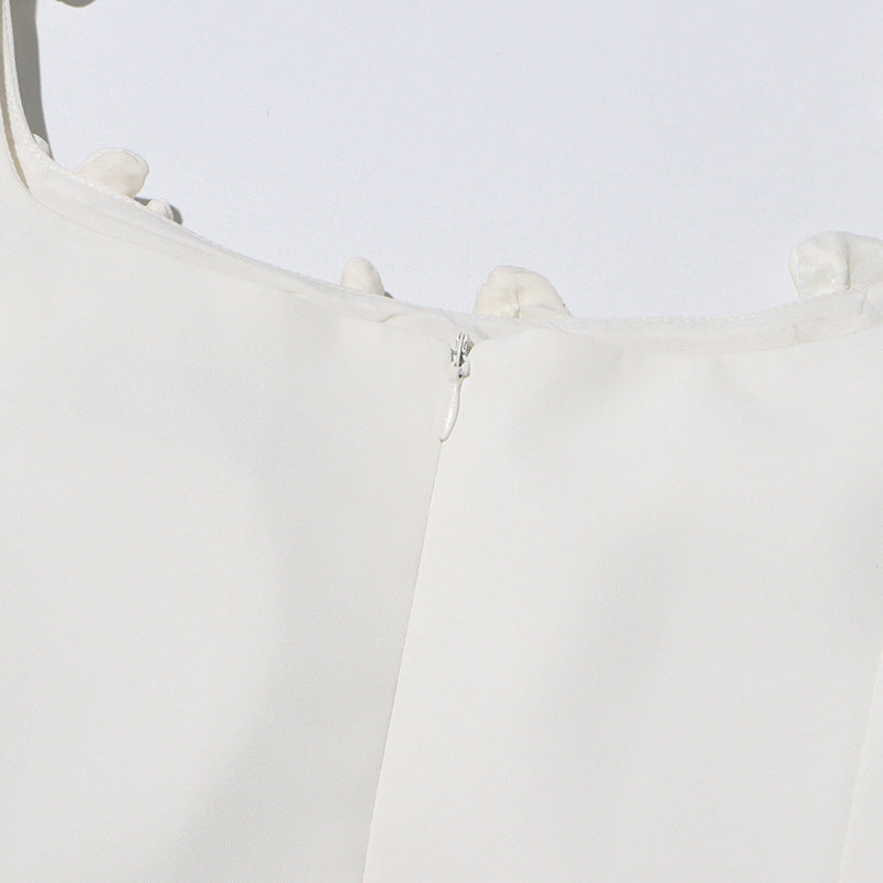 Janan White Floral Midi Dress - Elegant, Romantic & Perfect for Special Occasions