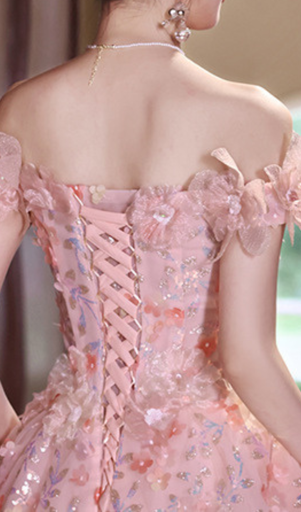 Harmony Pink Flower Sequin Maxi Dress