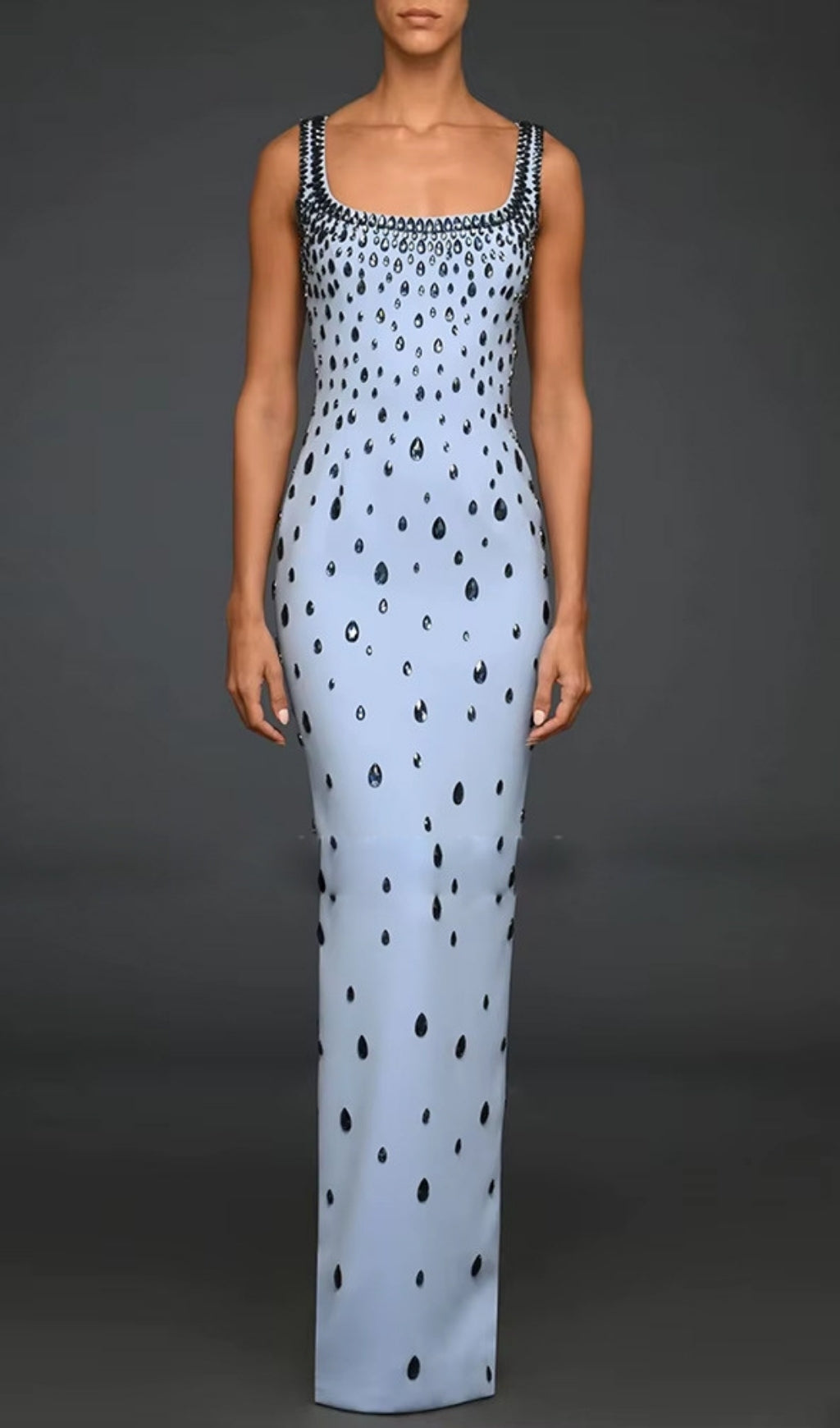 Fanny Blue Diamante Embellished Maxi Dress