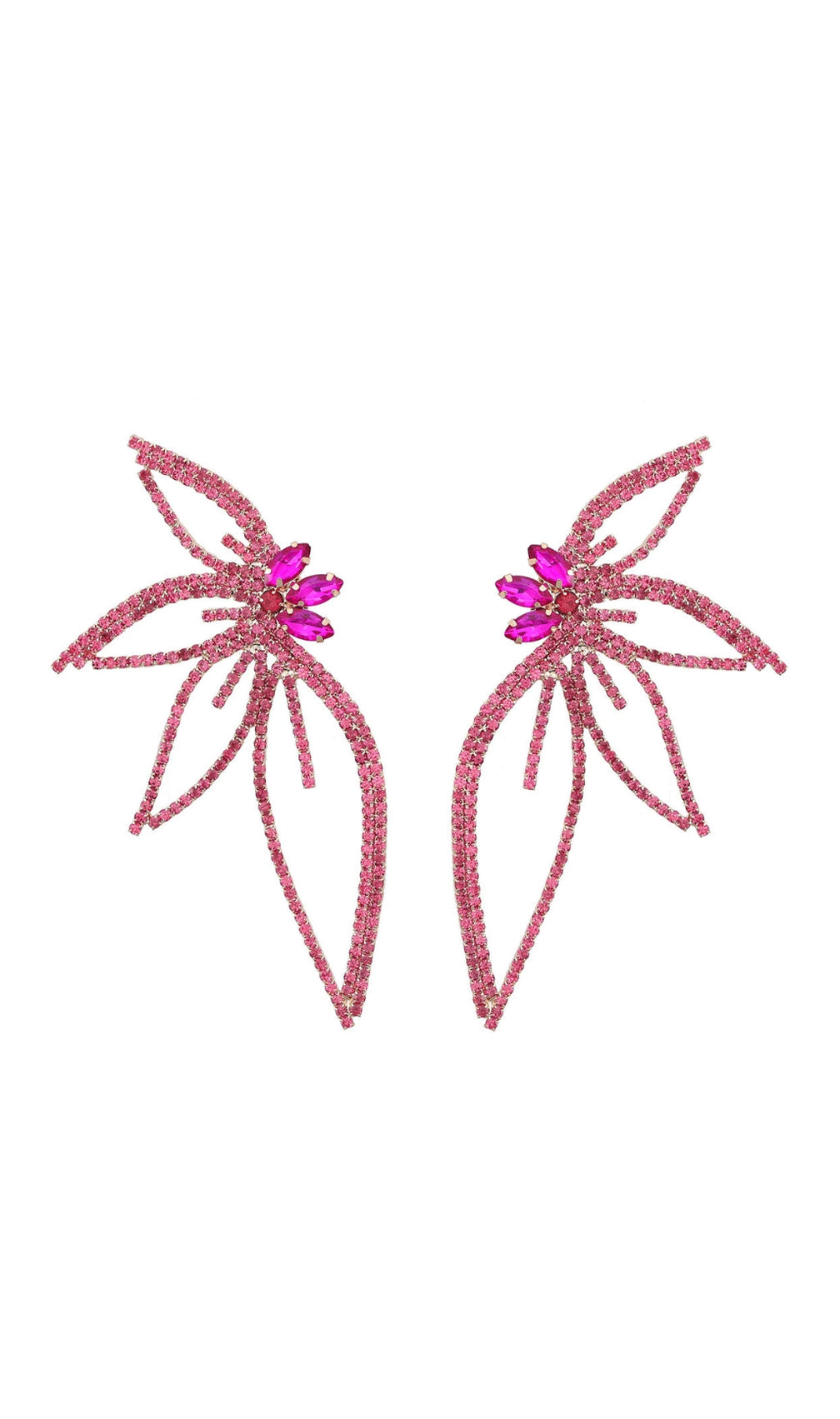 Crystal Flower Earrings In Pink