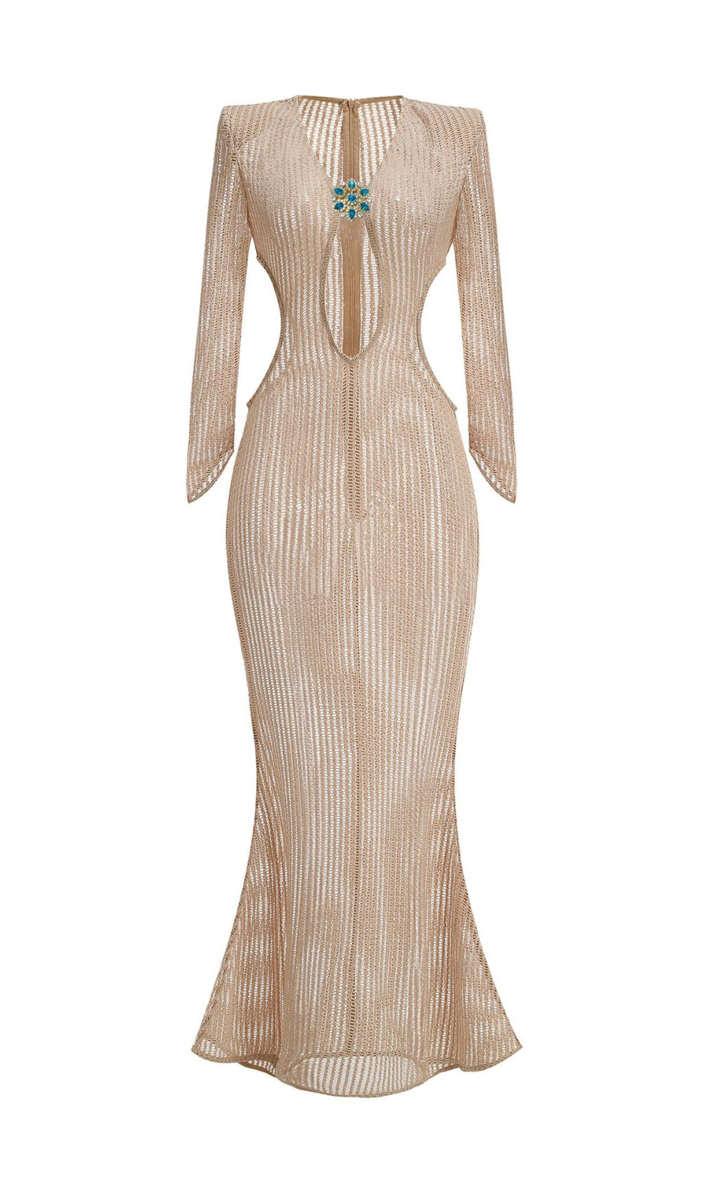 Jacory Allure Crochet Maxi Dress - Daring Cutouts & Long Sleeves