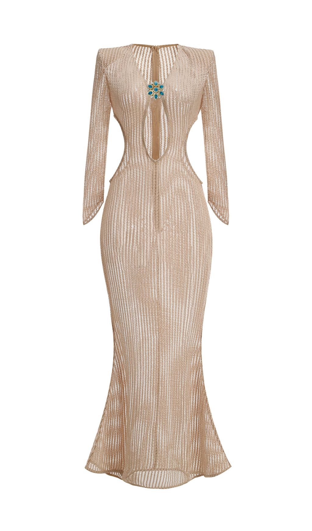 Jacory Allure Crochet Maxi Dress - Daring Cutouts & Long Sleeves