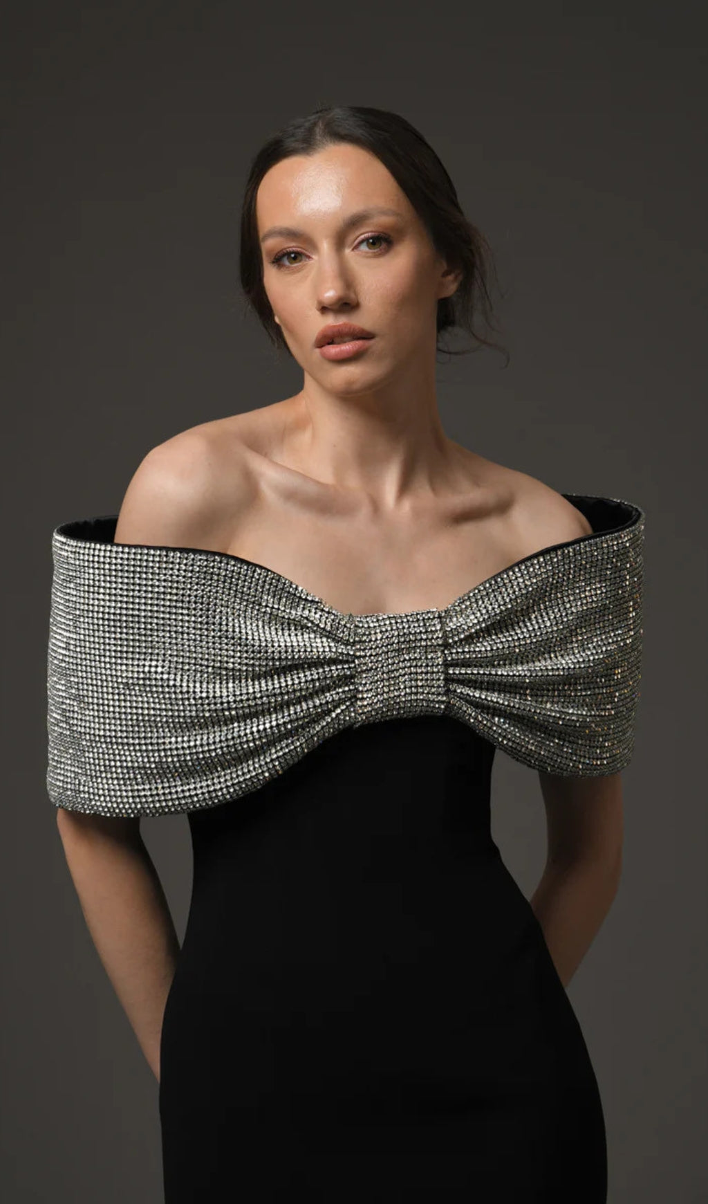 Dosia Black Bow Diamond Maxi Dress