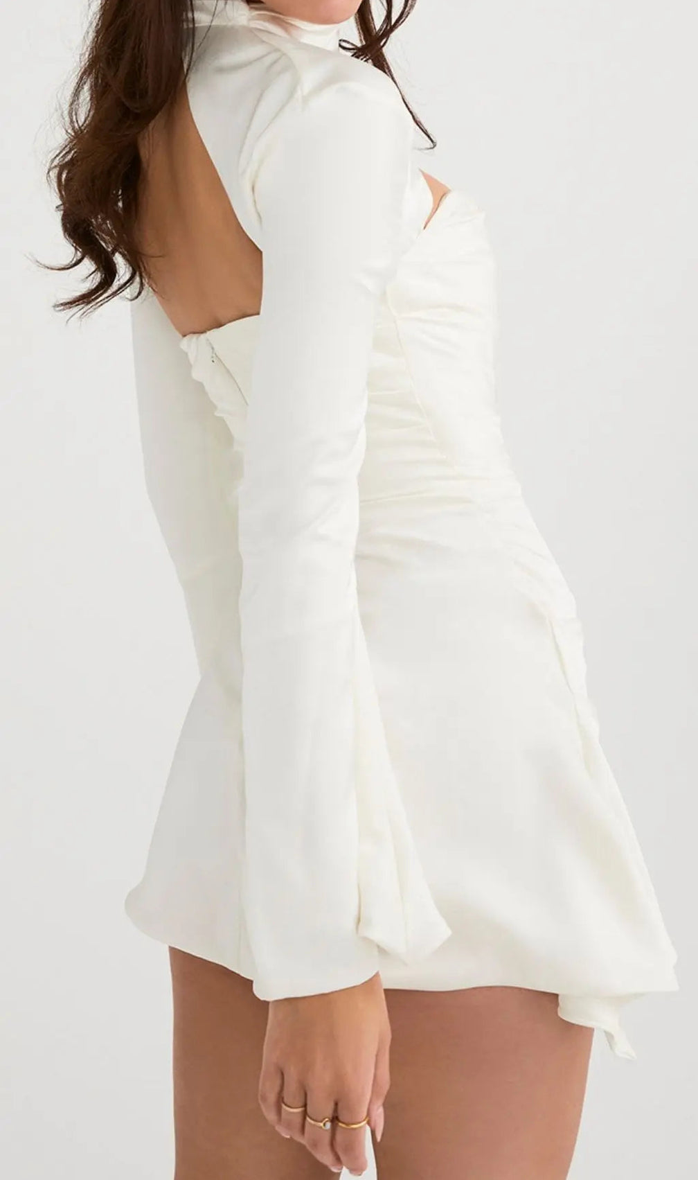 Ivory Drape Cut Out Mini Dress