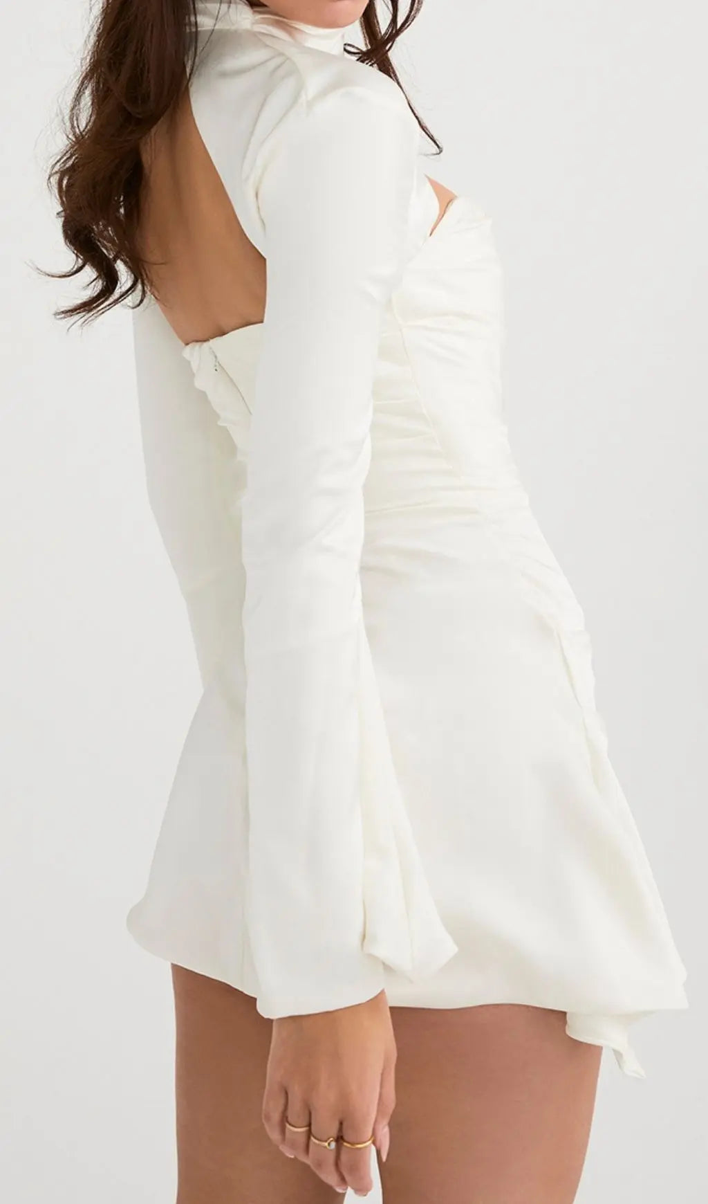 Ivory Drape Cut Out Mini Dress