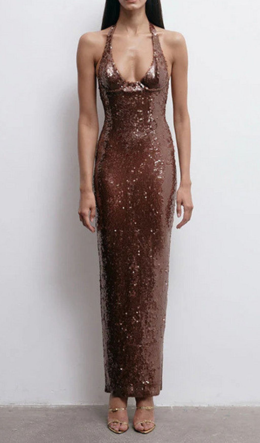 Fathia Halter Backless Sequin Maxi Dress