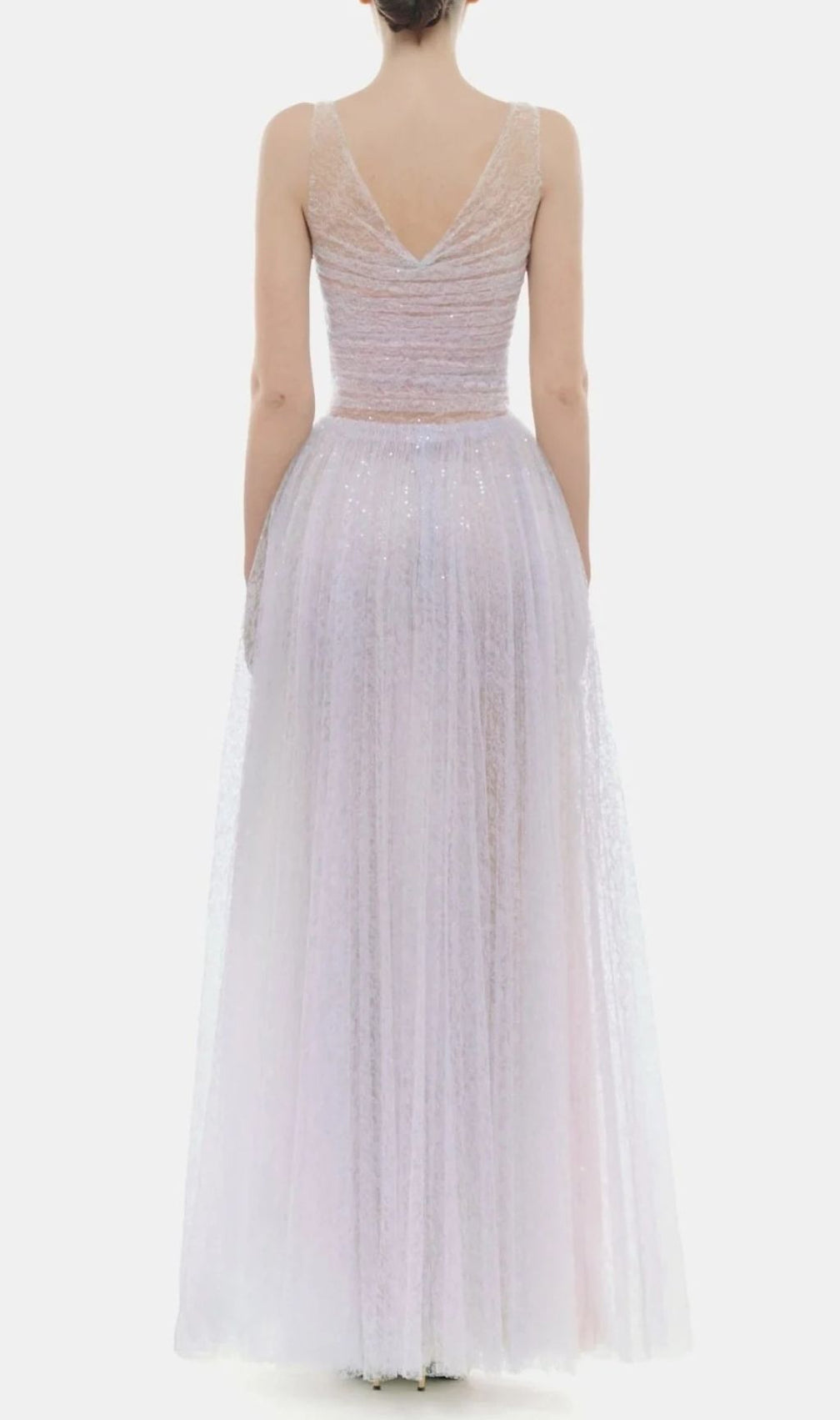Josie Ethereal Lavender Sparkle Maxi Gown - V-Neck Tulle Dress