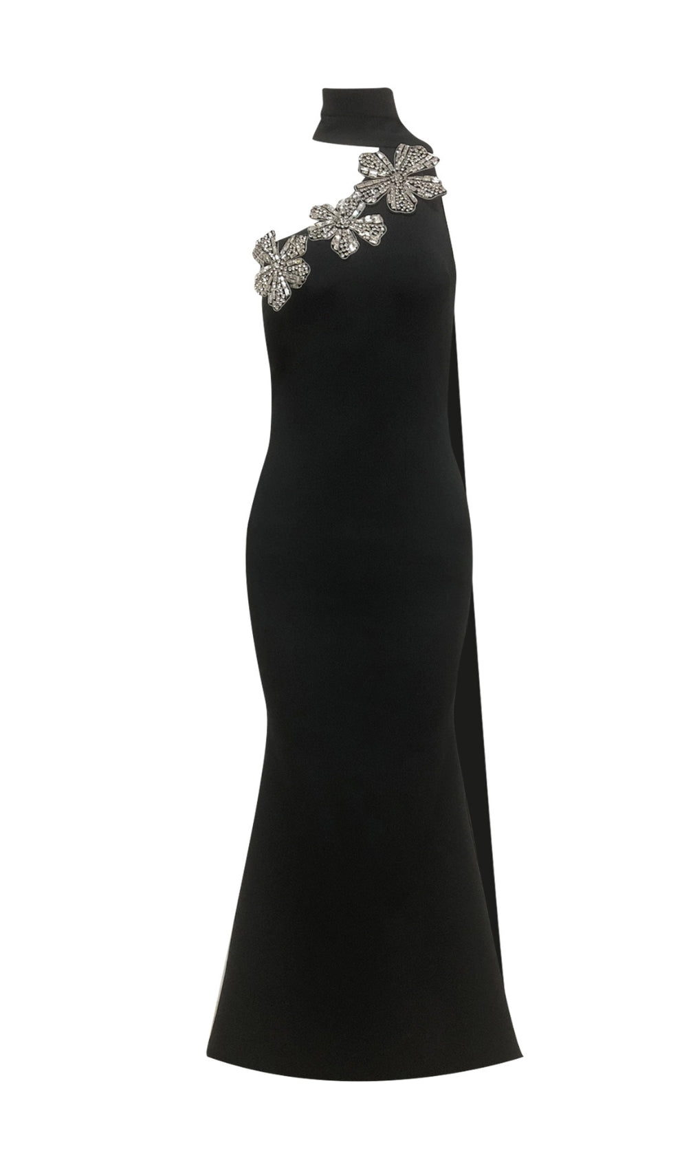 Emily Black Diamond Flower Bandage Maxi Dress