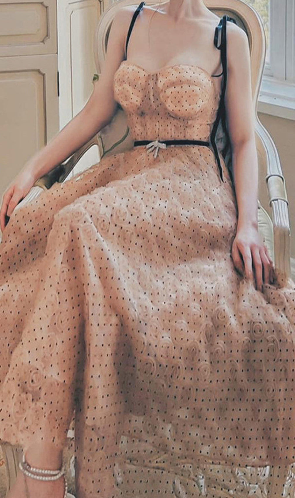 Asis Flower Mesh Midi Dress