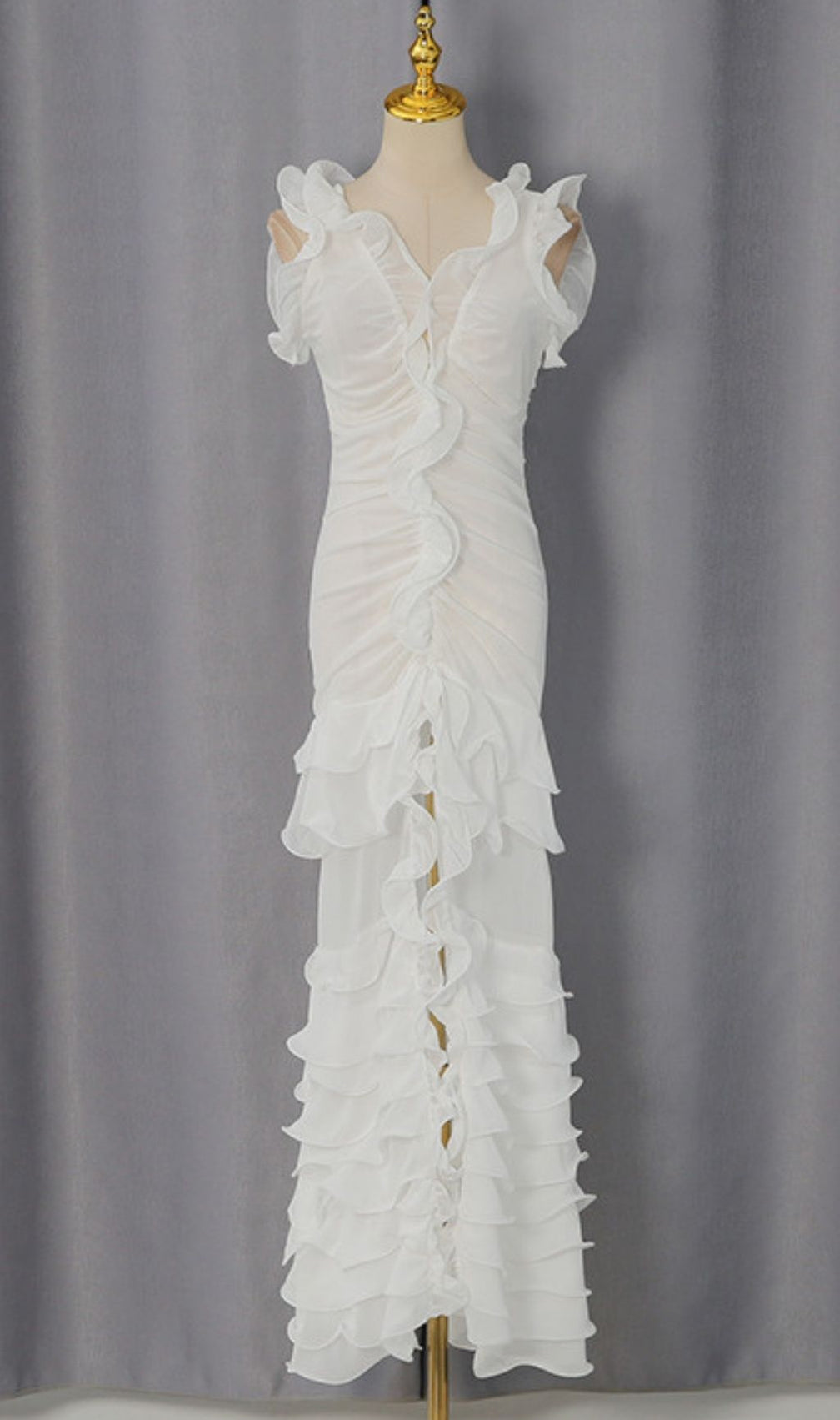 Kitana White Ruffle Maxi Dress