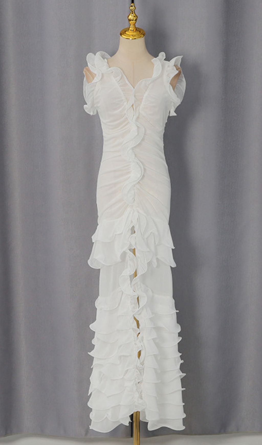Kitana White Ruffle Maxi Dress