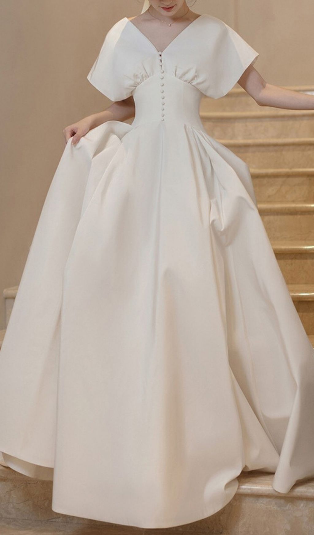 Karlene Timeless White V-Neck Maxi Dress | Elegant 'Old Money' Gown