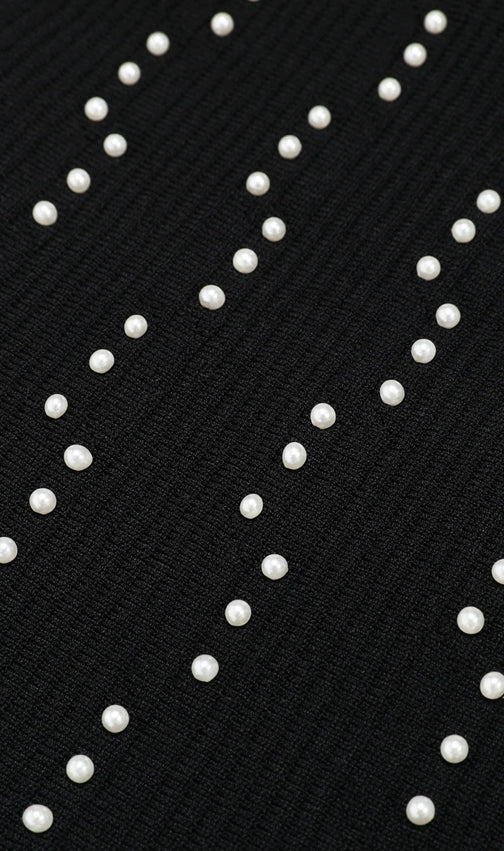 Kinneret Black Sleeveless Beaded Knit Mini Dress