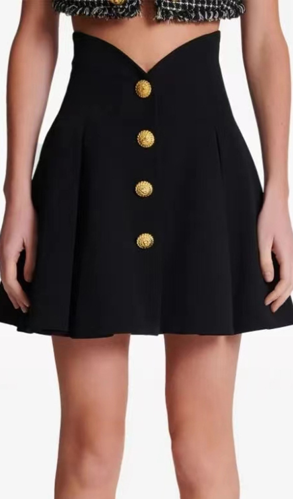 Hedda Black Button Mini Skirt