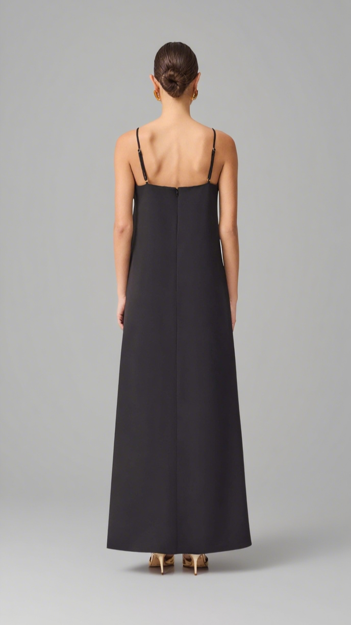 kristin Buttercup Embroidered Maxi Dress in Black