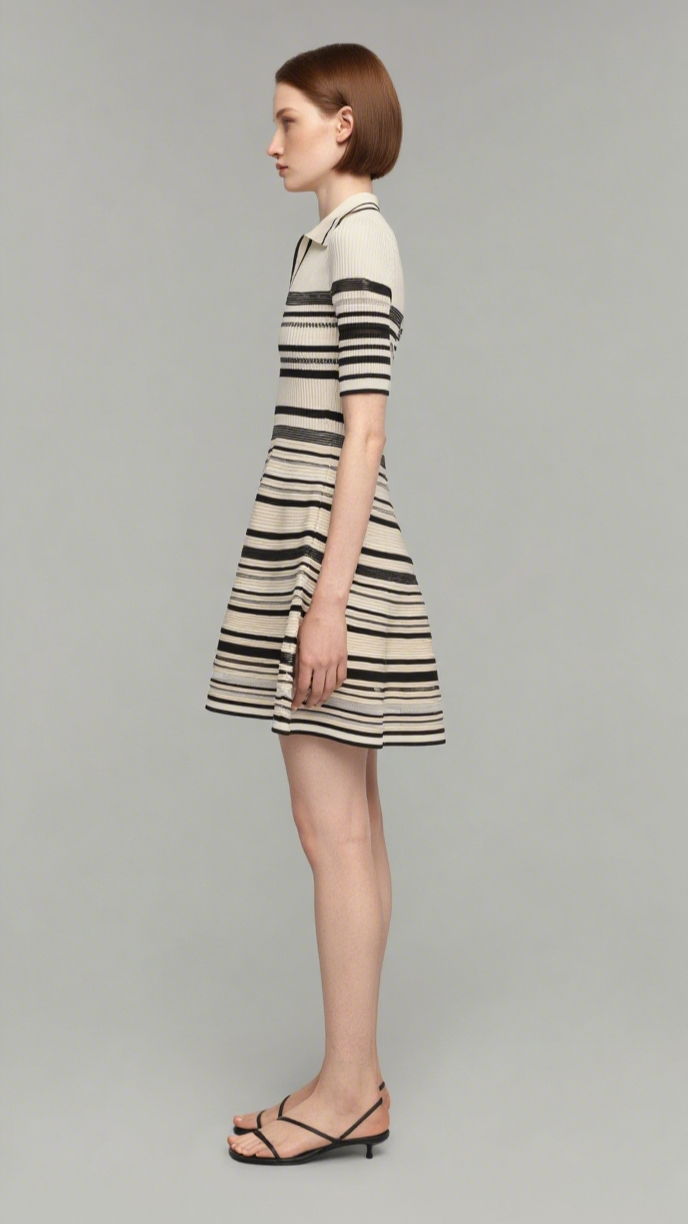 Dessie striped knitted Mini Dress in Black Stripe