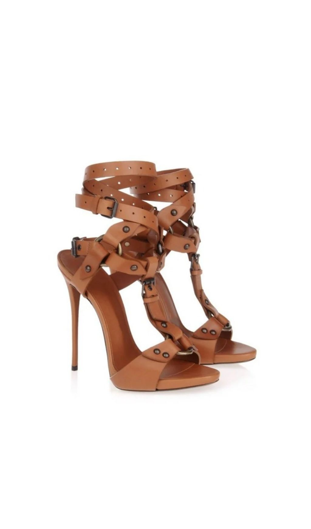 Diogenia Luxe Leather Strappy Buckle Stiletto Sandals