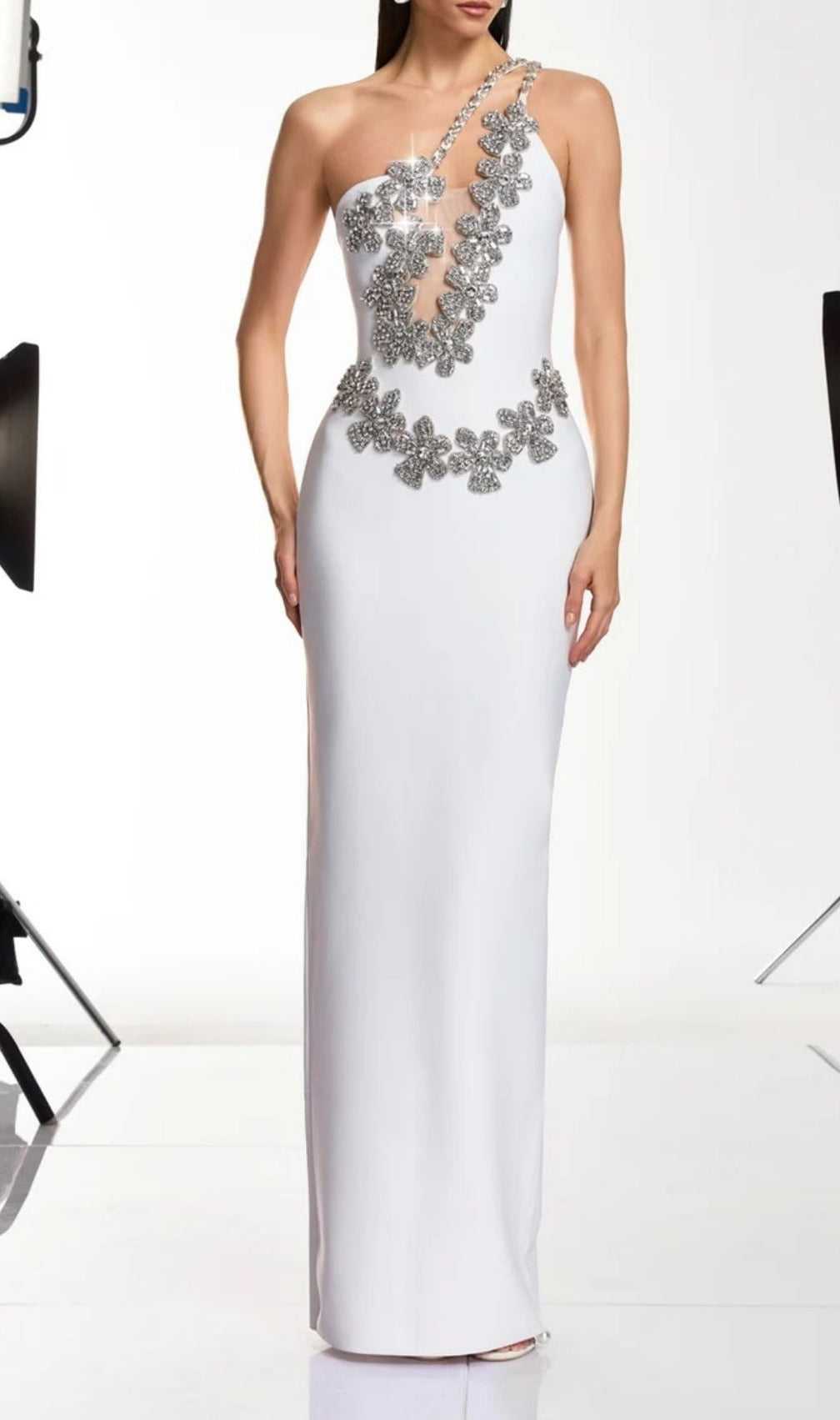 Sirel Diamond Flower Bandage Maxi Dress