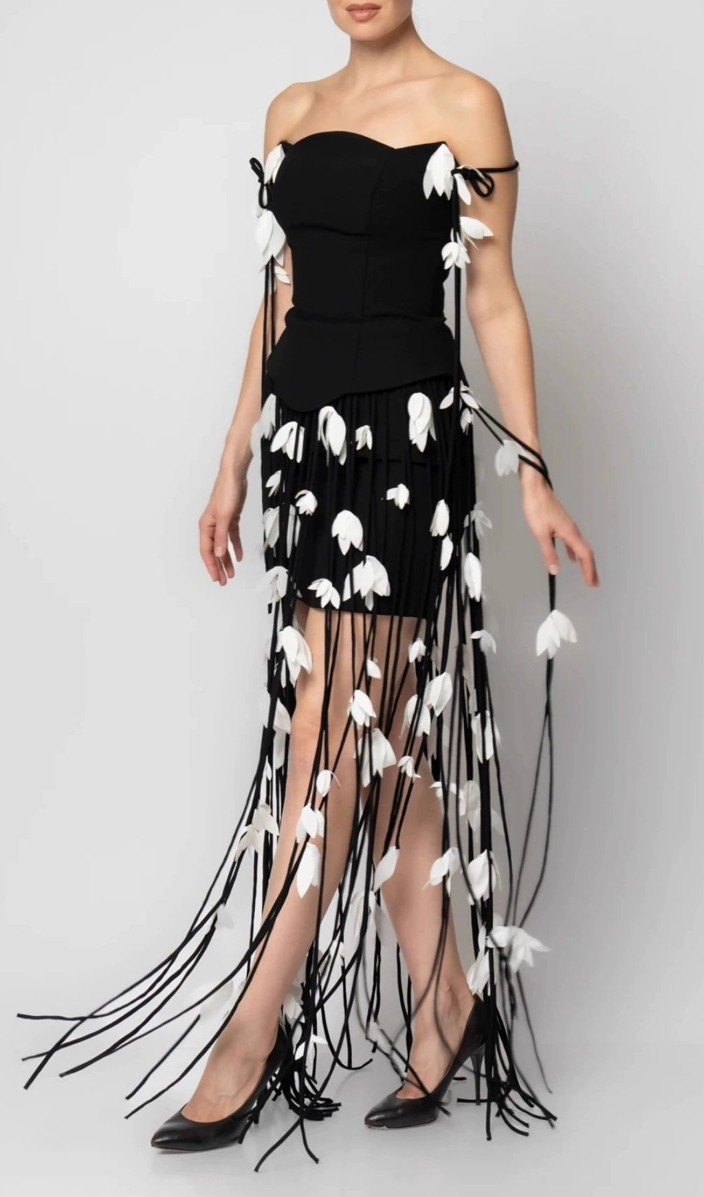 Karlee Strapless Petal Tassel Maxi Gown