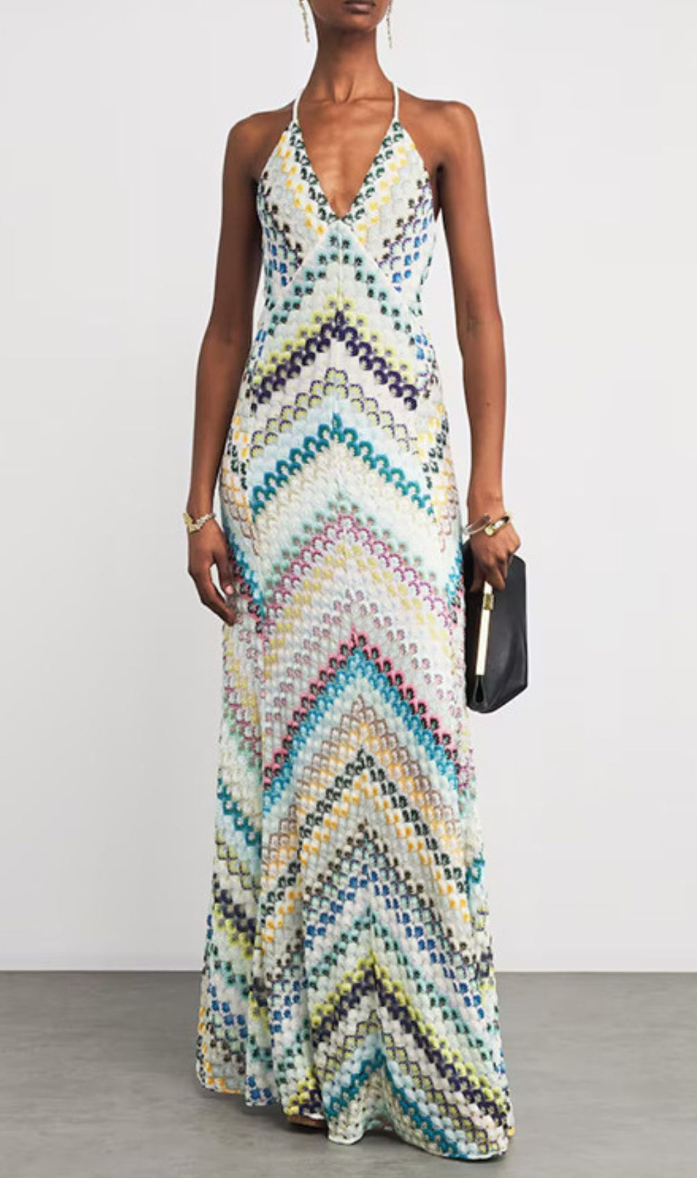 Hadas Boho Chic Crochet Knit Backless Maxi Dress - Colorful & Vibrant