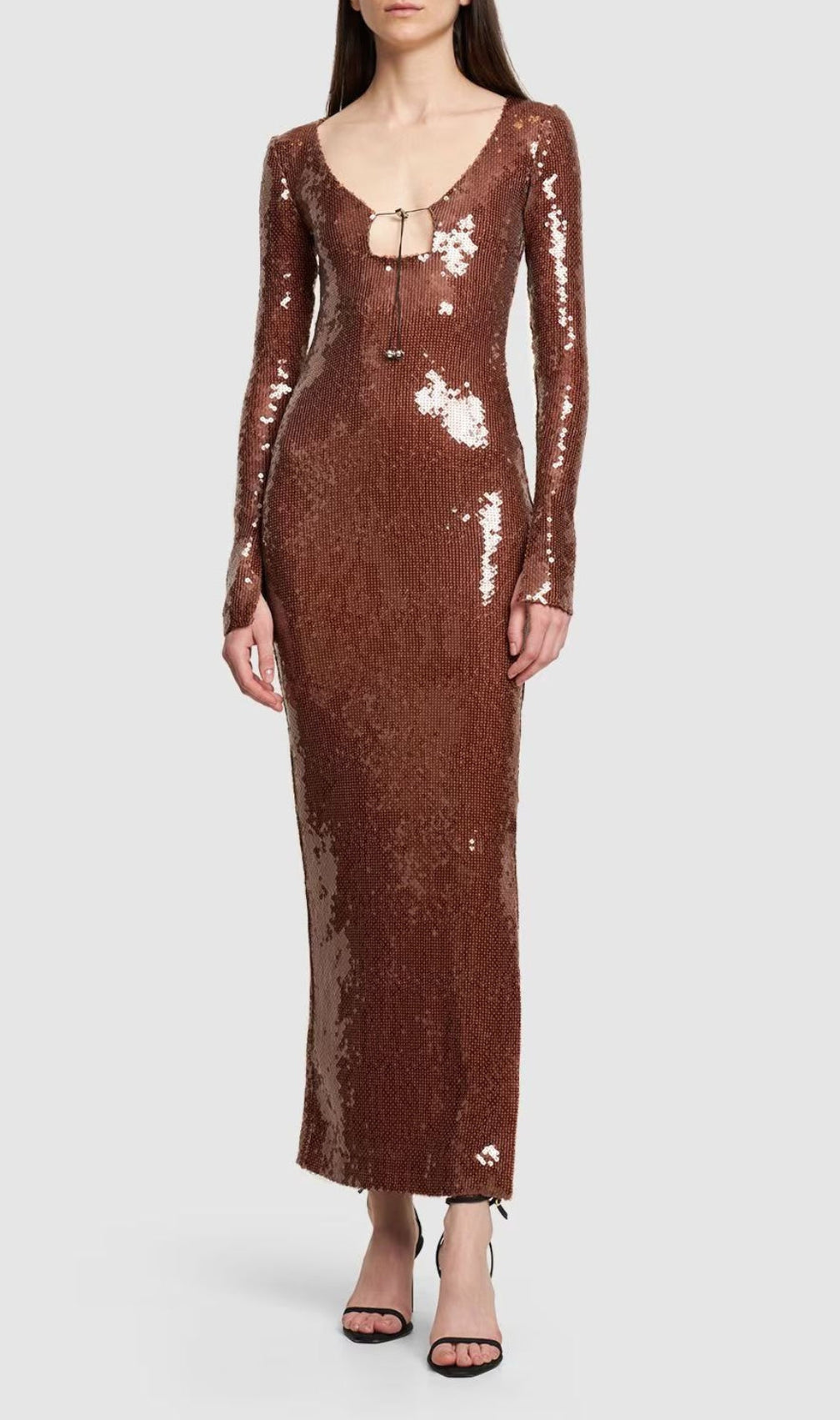 Ardelle Brown Sequin Maxi Dress