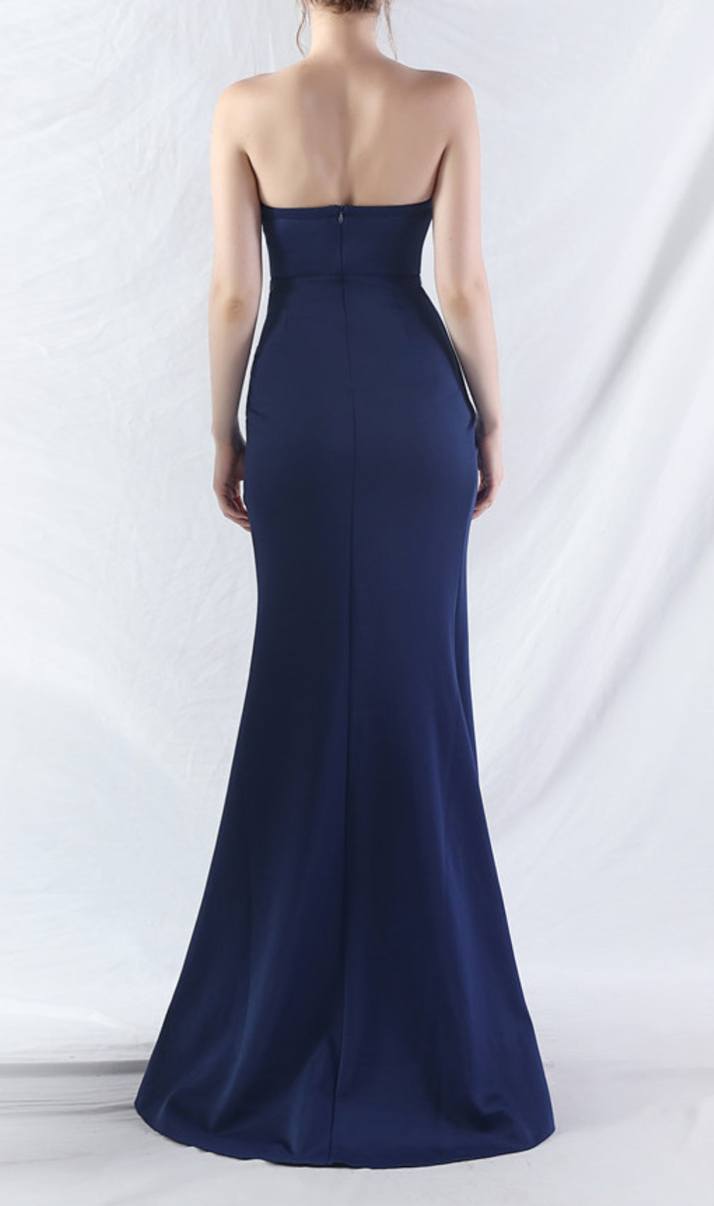 Chizue Navy Strapless Corset Split Maxi Dress