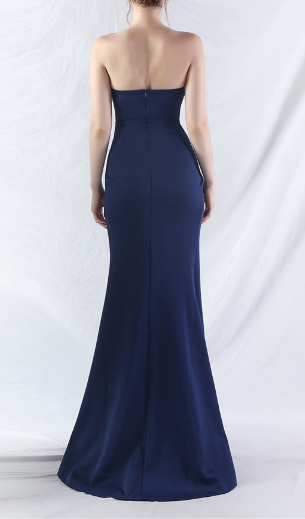 Chizue Navy Strapless Corset Split Maxi Dress