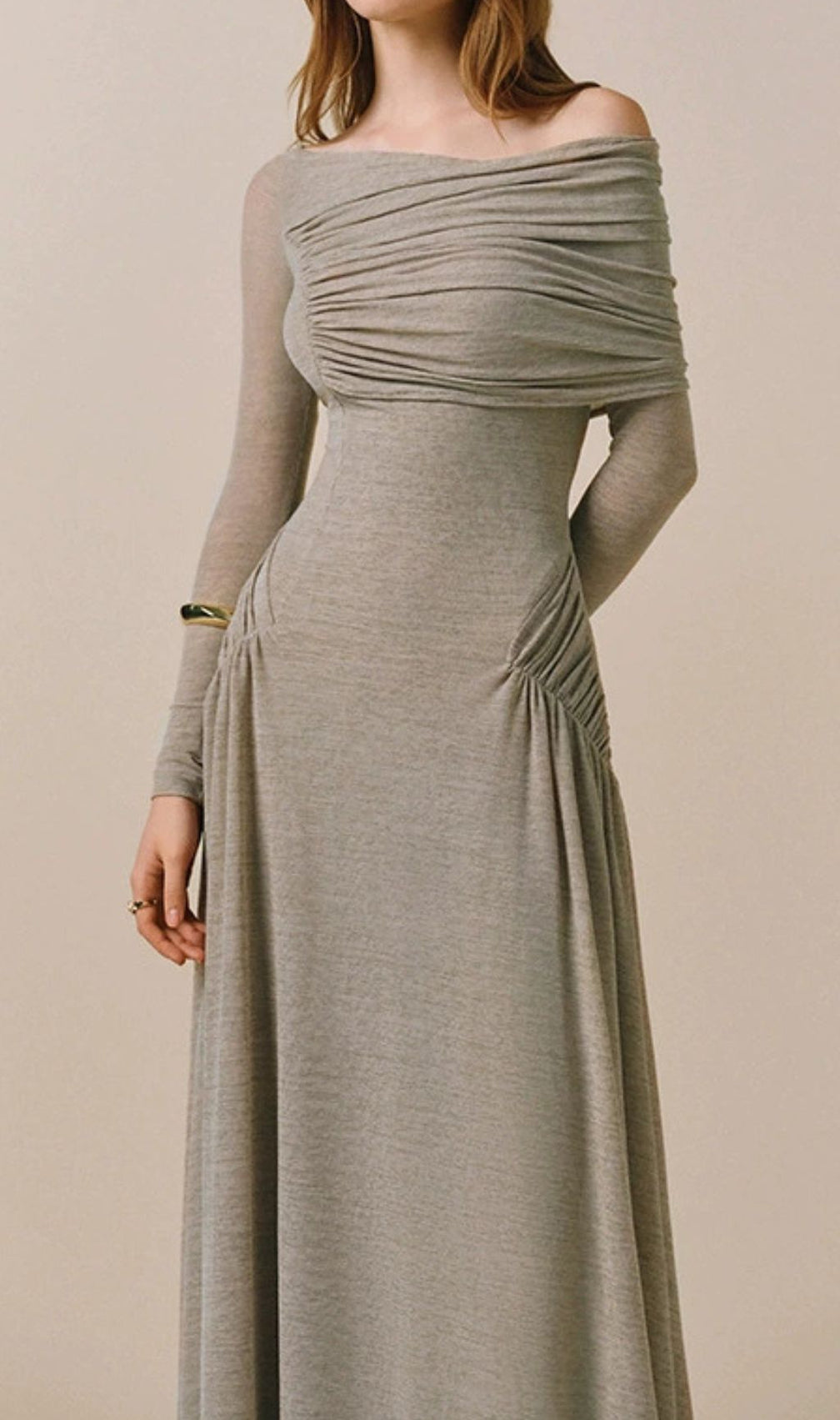 Gaia Ruched Long Sleeve Maxi Dress
