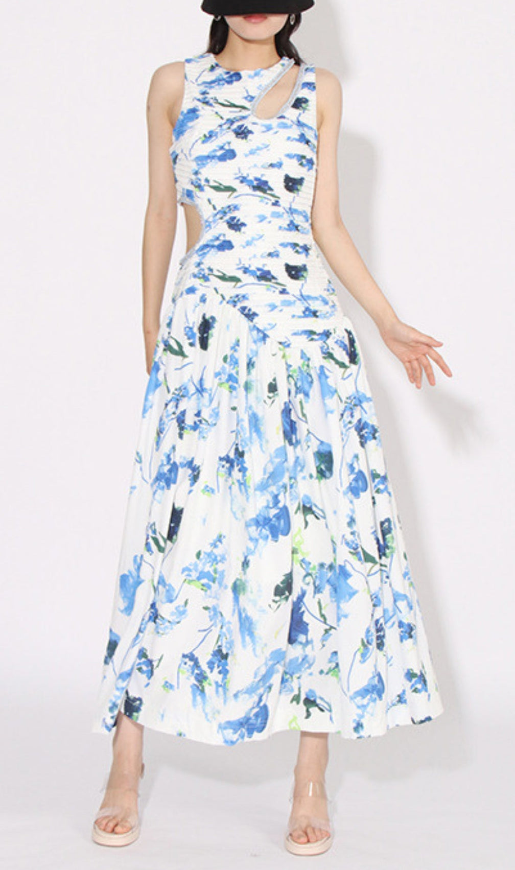 Asani Blue Floral Cutout Maxi Dress