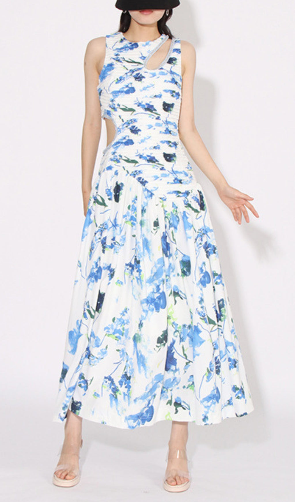 Asani Blue Floral Cutout Maxi Dress