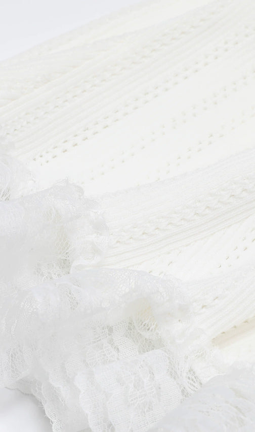 Khosrow Chic White Lace Knit Peplum Mini Dress | Elegant & Feminine