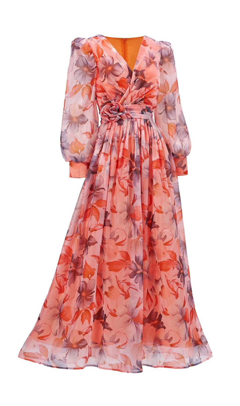 Ferial Floral Printed Long Sleeve Maxi Dress