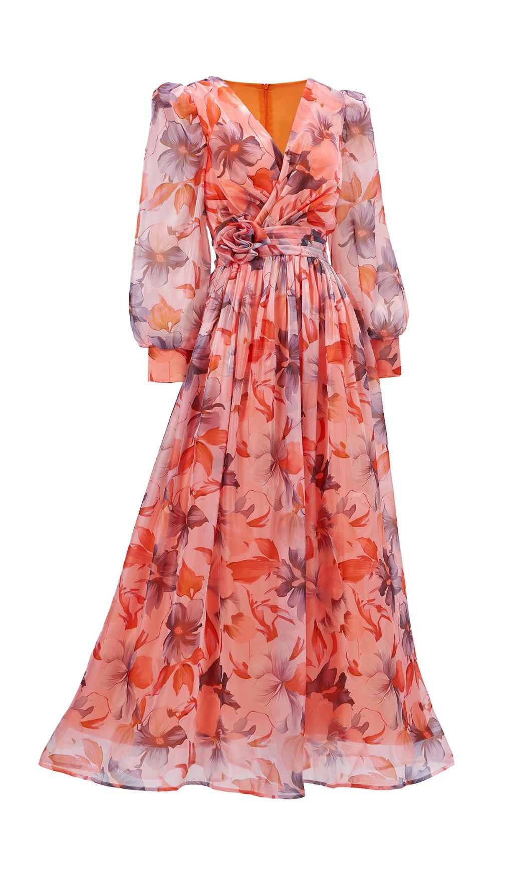Ferial Floral Printed Long Sleeve Maxi Dress
