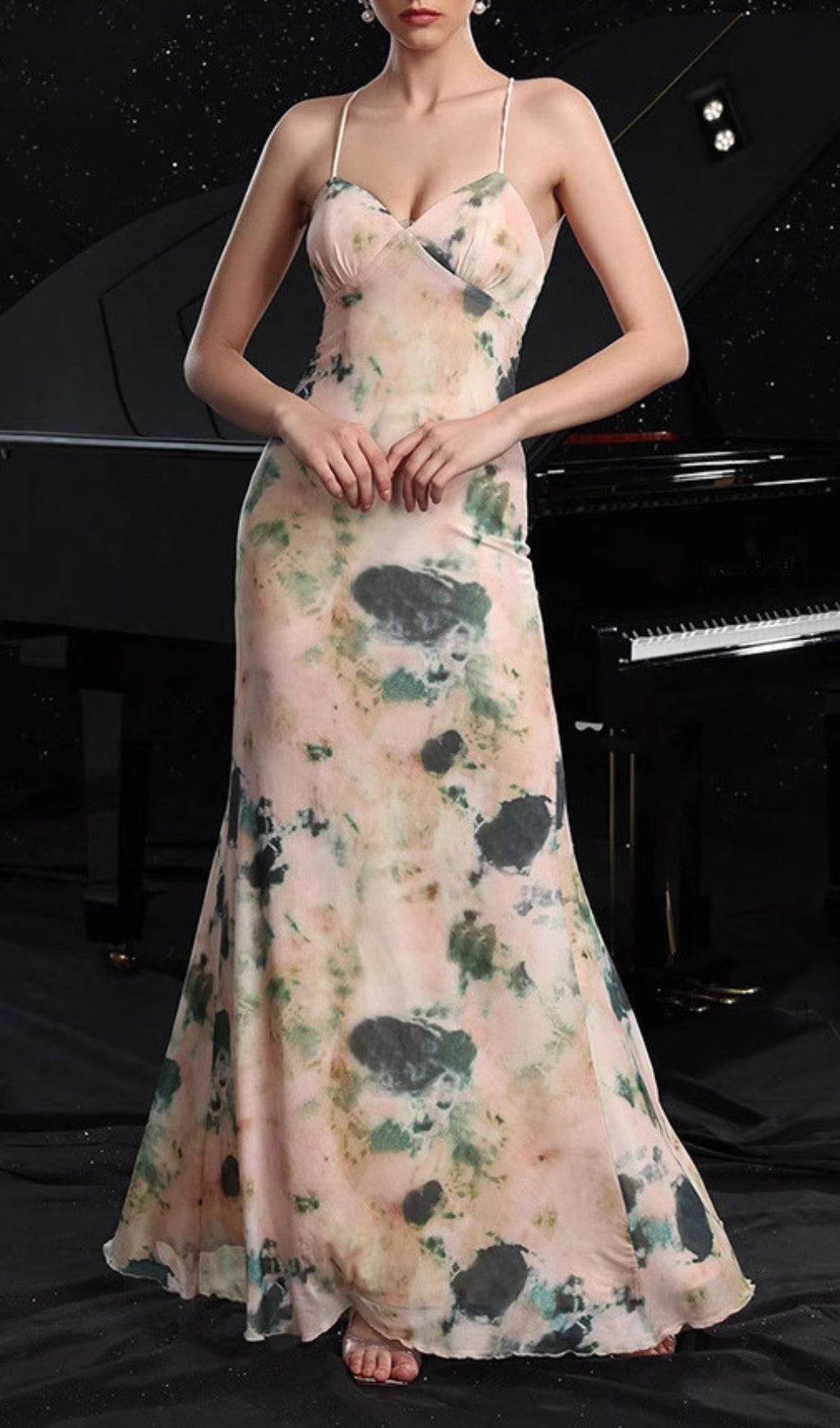 Eukleia Printed Backless Maxi Dress